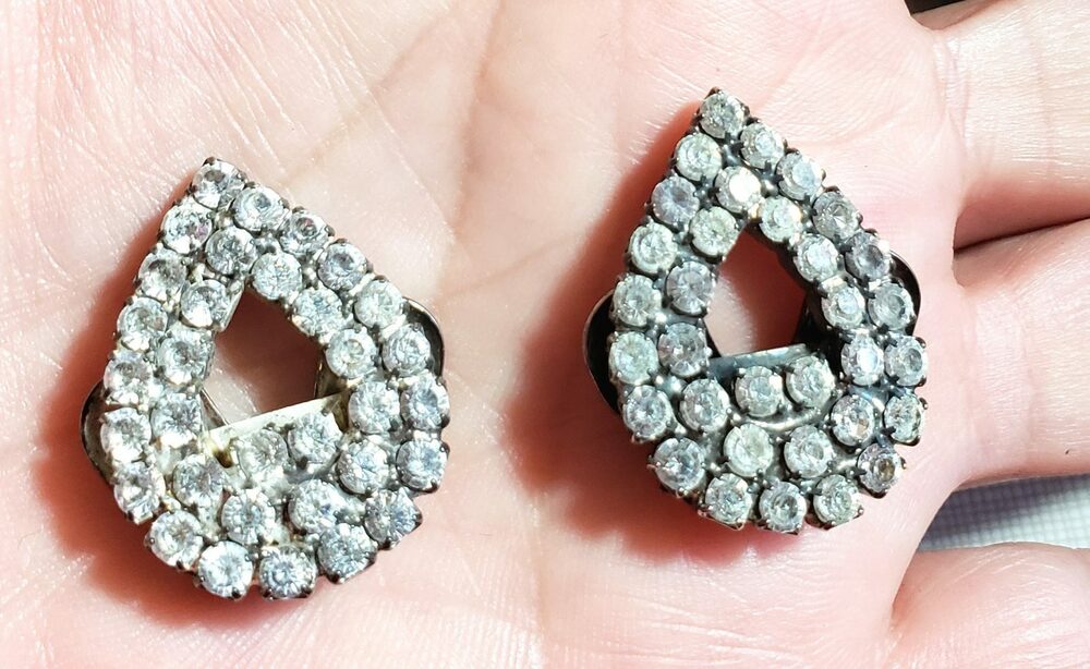 Vintage Musi Shoe Clips Rhinestones Silver-tone Wedding Special Occasion‎ acc-